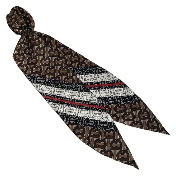 Auth BURBERRY LONDON ENGLAND - Beige Dark Brown Multi Silk Other Jewellery - Picture 4 of 8